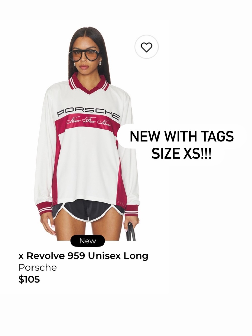 Porsche x Revolve 959 Unisex Long Sleeve Jersey in White & Red